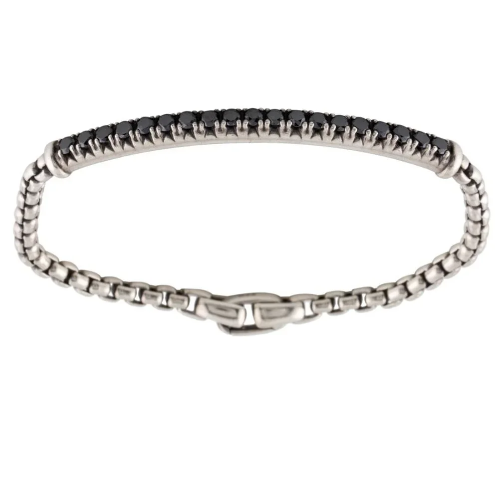 DAVID YURMAN DIAMOND 1.33CTW STERLING SILVER 925 METRO LINK BRACELET - Picture 4 of 7